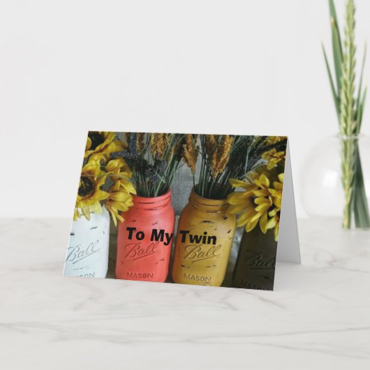 ツインメイソンの瓶の花があなたの誕生日 カード (正面)