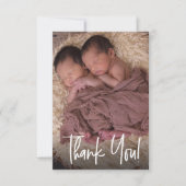 ツインモダンベビー写真ありがとう誕生 サンキューカード (正面)