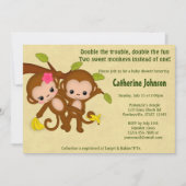 ツインモンキーズベビーシャワー招待状ボーイガール 招待状 (正面)