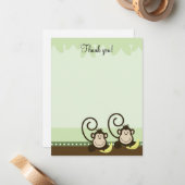 ツインモンキーズベビージャングル4x5フラットサンキューノート ノートカード (正面/裏面インサイチュ)