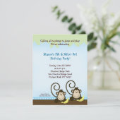 ツインモンキー誕生日招待状(小招待状) 招待状 (スタンド正面)