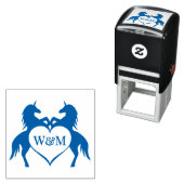 ツインユニコーンハート2イニシャルカップルMonogram #92 セルフインキングスタンプ (インサイチュ)