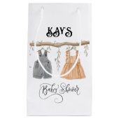 ツインユニセックスグリーンリーフローラベビーシャワー スモールペーパーバッグ (正面)