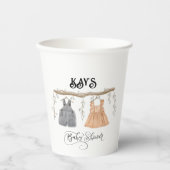 ツインユニセックスグリーンリーフローラベビーシャワー 紙コップ (正面)