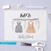 ツインユニセックスグリーンリーフローラベビーシャワー 薄葉紙 (クラフト)