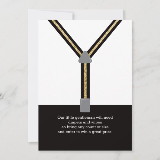 ツインリトルメンベビーシャワー招待状フェイクグリッター 招待状 (裏面)