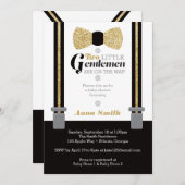 ツインリトルメンベビーシャワー招待状フェイクグリッター 招待状 (正面/裏面)