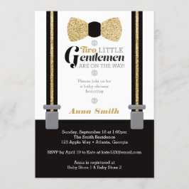 ツインリトルメンベビーシャワー招待状フェイクグリッター 招待状