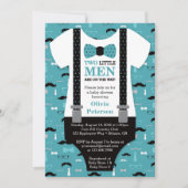 ツインリトルメンベビーシャワー招待状、ティール(緑がかった色) 招待状 (正面)