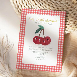 ツインリトル甘いさくらんぼベリーベビーシャワー 招待状