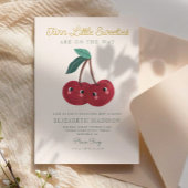 ツインリトル甘いさくらんぼベリーベビーシャワー 招待状