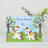 ツインレインボーポニーズホース誕生日招待状 招待状 (スタンド正面)