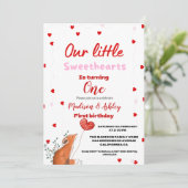 ツインレッドハートバレンタインデー スイートヒート 誕生日 招待状 (スタンド正面)