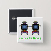 ツインロボットのボタン文字は取り外すか交換できる 缶バッジ (正面&裏面)