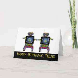 ツインロボット誕生日6歳の誕生日カード カード