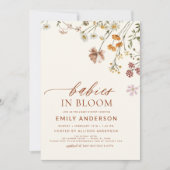 ツインワイルドフラワーベビーイン開花ベビーシャワー 招待状 (正面)