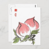 ツイン中国の桃 ポストカード (正面/裏面)