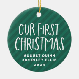 ツイン初めてのクリスマスのパーソナライズされたベビー写真 セラミックオーナメント