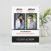 ツイン卒業生卒業クラシック映画テーマレッド 招待状 (スタンド正面)