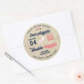 ツイン又は兄弟姉妹野球ダブルヘッダー誕生日 ラウンドシール (封筒)