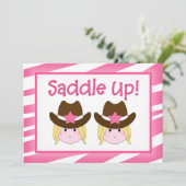 ツイン女性のカーボーイ誕生日招待状 招待状 (スタンド正面)