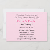 ツイン女性のカーボーイ誕生日招待状 招待状 (裏面)