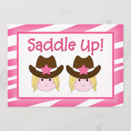 ツイン女性のカーボーイ誕生日招待状 招待状