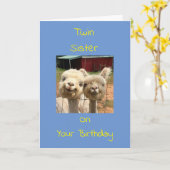 **ツイン姉妹**楽しむ誕生日カード カード (黄色い花)