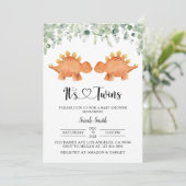 ツイン恐竜の赤ちゃんシャワー招待状 招待状 (スタンド正面)