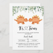 ツイン恐竜の赤ちゃんシャワー招待状 招待状 (正面/裏面)