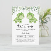 ツイン恐竜の赤ちゃんシャワー招待状 招待状 (スタンド正面)