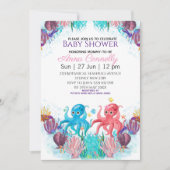 ツイン海カラフルシーボーイタコ赤ちゃんシャワー 招待状 (正面)