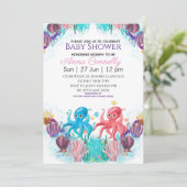 ツイン海カラフルシーボーイタコ赤ちゃんシャワー 招待状 (スタンド正面)