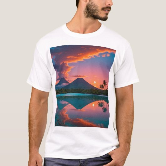 ツイン火山の反射 Tシャツ (正面)