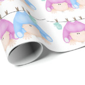 ツイン男の赤ちゃんとガールオンクロースライン ラッピングペーパー (ロールコーナー)