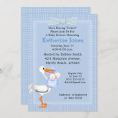 ツイン男の赤ちゃんシャワー招待状(Stork) 招待状 (正面/裏面)