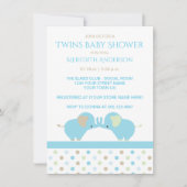 ツイン男の赤ちゃんゾウベビーシャワー招待状 招待状 (正面)