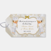 ツイン男の赤ちゃんバプテスクロホワイト金ゴールドギフト ギフトタグ (裏面横)