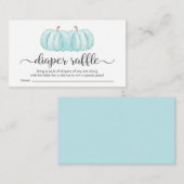 ツイン男の赤ちゃんブルーパンプキンおむつラッフルシャワー エンクロージャーカード (正面/裏面)