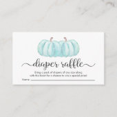 ツイン男の赤ちゃんブルーパンプキンおむつラッフルシャワー エンクロージャーカード (正面)