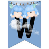 ツイン男の赤ちゃんベビーシャワー バンティングフラッグ (第2の旗)