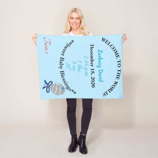 ツイン男の赤ちゃんラトルブルーフリースブランケット フリースブランケット (インサイチュ)