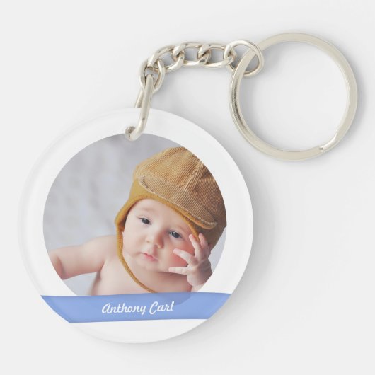 ツイン男の赤ちゃん2写真の名前アンクルシモダンック キーホルダー (裏面)