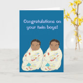 ツイン男の赤ちゃん カード (黄色い花)
