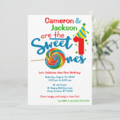 ツイン男女兼用スウィート1テーマ誕生日Invite 招待状 (スタンド正面)