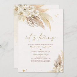 ツイン男女兼用パンパスグラスボホベイビーシャワー 招待状