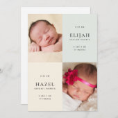 ツイン男女兼用両面フォト誕生 案内状 (正面/裏面)