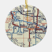 ツイン秋アイダホヴィンテージマップ セラミックオーナメント (正面)