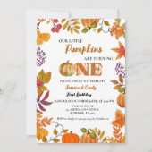 ツイン秋パンプキンガールファースト誕生日 招待状 (正面)