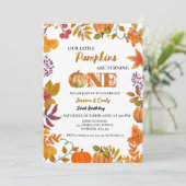 ツイン秋パンプキンガールファースト誕生日 招待状 (スタンド正面)